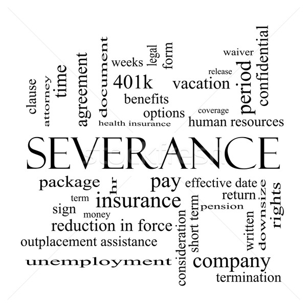 Severance Word Cloud Concept in black and white Stock photo © mybaitshop