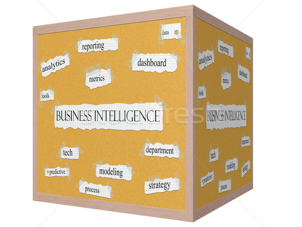 Business Intelligence 3D cube Corkboard Word Concept Stock photo © mybaitshop