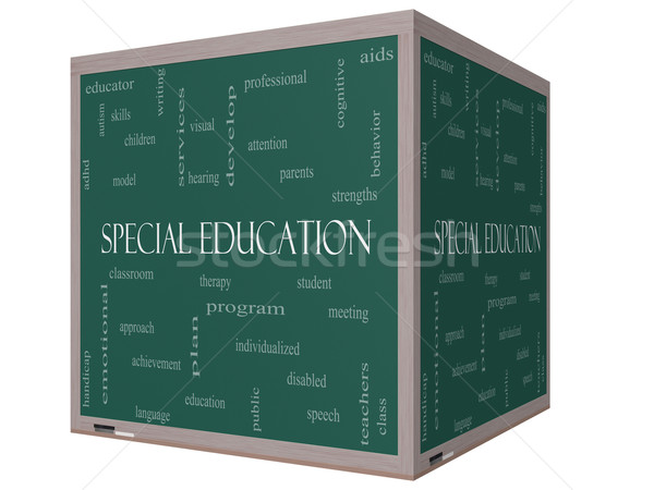Special Education Word Cloud Concept on a 3D cube Blackboard Stock photo © mybaitshop