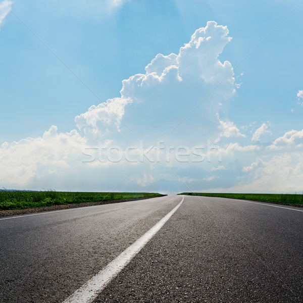 アスファルト 道路 地平線 曇った 空 抽象的な ストックフォト © mycola