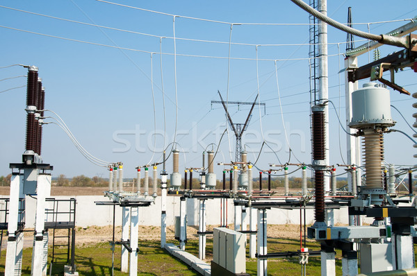 part of high-voltage substation with switches and disconnectors Stock photo © mycola