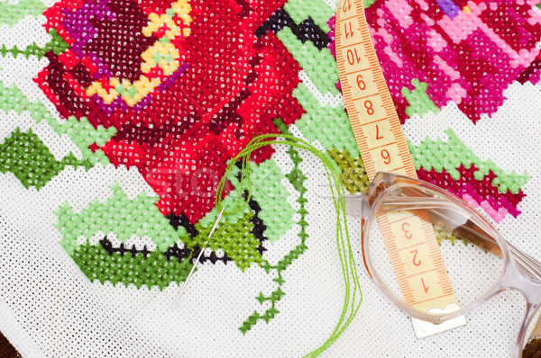non-finished embroidered handmade good by cross-stitch pattern Stock photo © mycola
