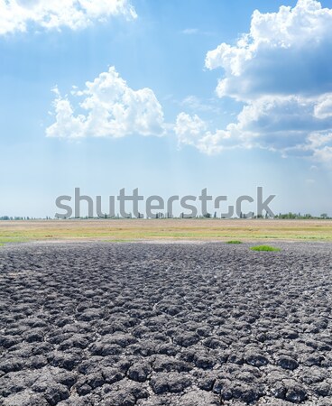 black ploughed field under blue cloudy sky Stock photo © mycola