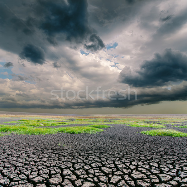 darken dramatic sky over cracked earth Stock photo © mycola