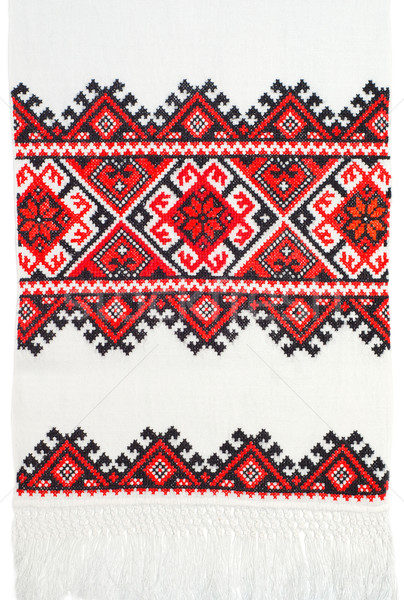embroidered good by cross-stitch pattern. ukrainian ethnic ornament Stock photo © mycola