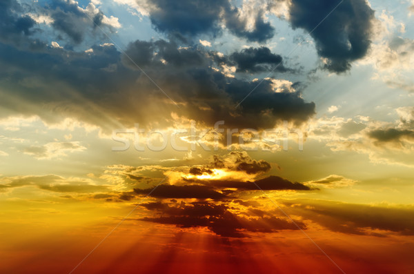 戲劇性 日落 抽象 景觀 夏天 藍色 商業照片 © mycola