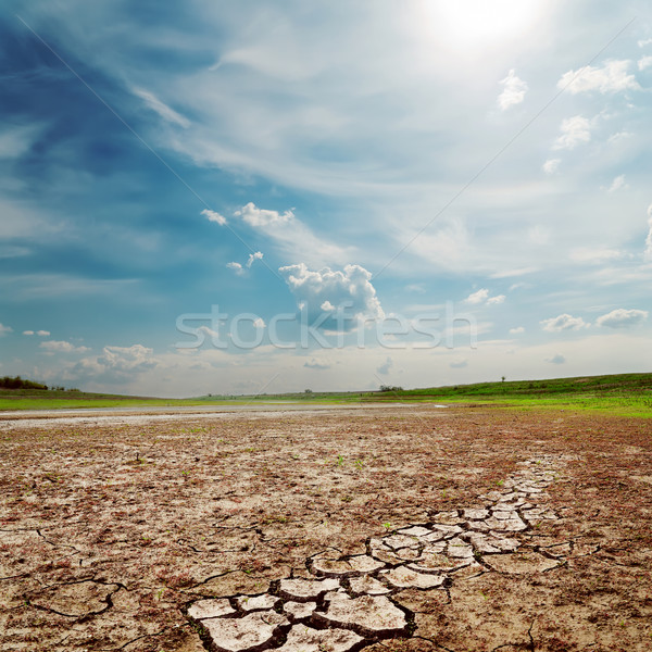 Stockfoto: Bewolkt · hemel · droogte · grond · textuur · zon