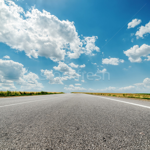 Stock foto: Asphalt · Straße · Horizont · Wolken · Sonne · Natur