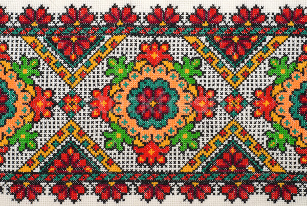 embroidered good by cross-stitch pattern. ukrainian ethnic ornament Stock photo © mycola