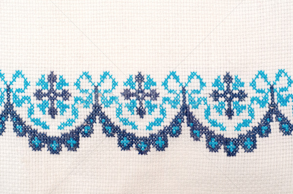 embroidered good by cross-stitch pattern. ukrainian ethnic ornament Stock photo © mycola