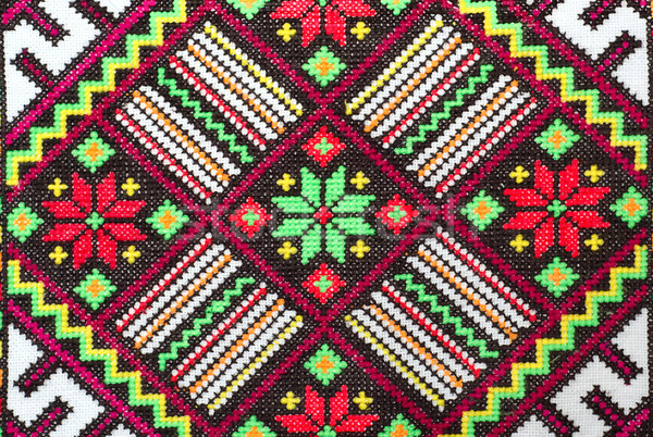 embroidered good by cross-stitch pattern. ukrainian ethnic ornament Stock photo © mycola