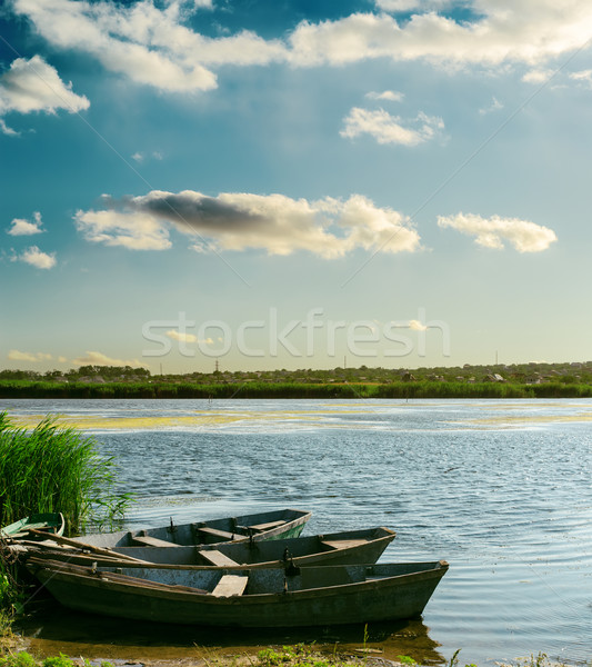 boats on river on sunset Stock photo © mycola