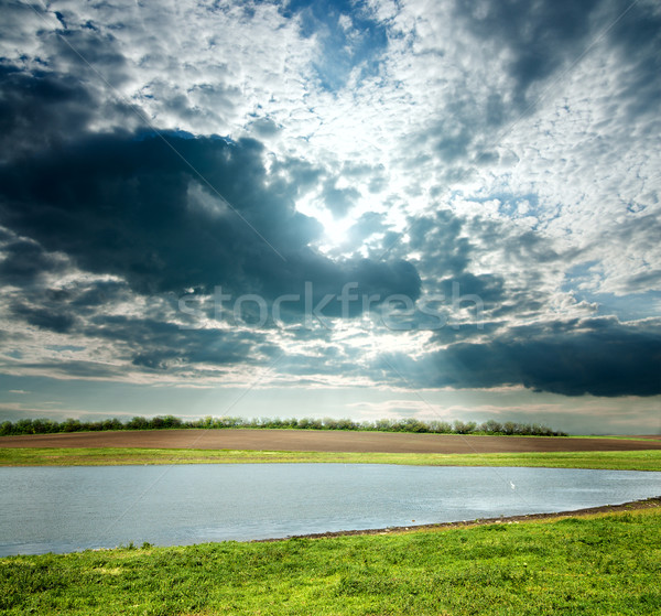view to overcast landscape with pond Stock photo © mycola