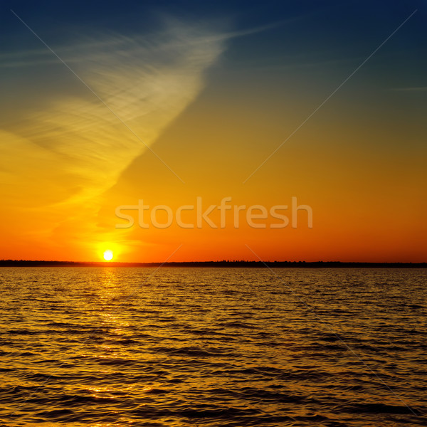 Foto stock: Escuro · água · laranja · pôr · do · sol · natureza · luz