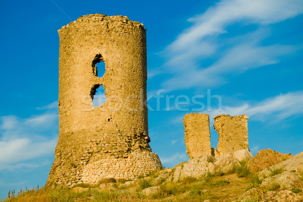 Toren oude citadel blauwe hemel veiligheid reizen Stockfoto © mycola