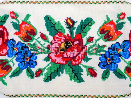 embroidered good by cross-stitch pattern. ukrainian ethnic ornam Stock photo © mycola