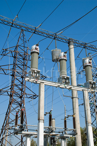 Hochspannung Kraftwerk Netzwerk Fabrik industriellen Strom Stock foto © mycola