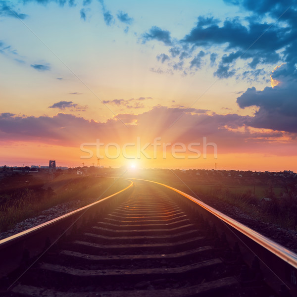Tramonto ferrovia orizzonte cielo sole panorama Foto d'archivio © mycola