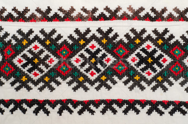embroidered good by cross-stitch pattern. ukrainian ethnic ornament Stock photo © mycola