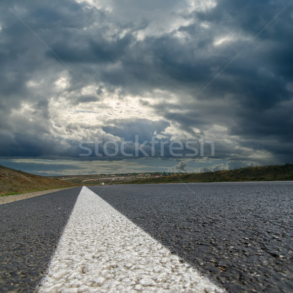 Dramatik gökyüzü asfalt yol soyut ışık Stok fotoğraf © mycola