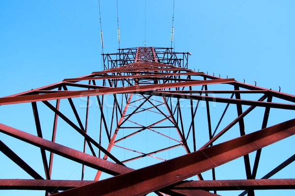 Hoogspanning toren business hemel metaal Blauw Stockfoto © mycola