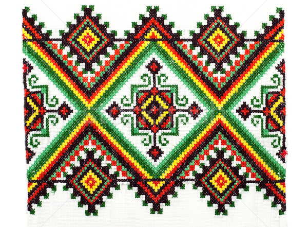 Stock photo: embroidered handmade good by cross-stitch pattern