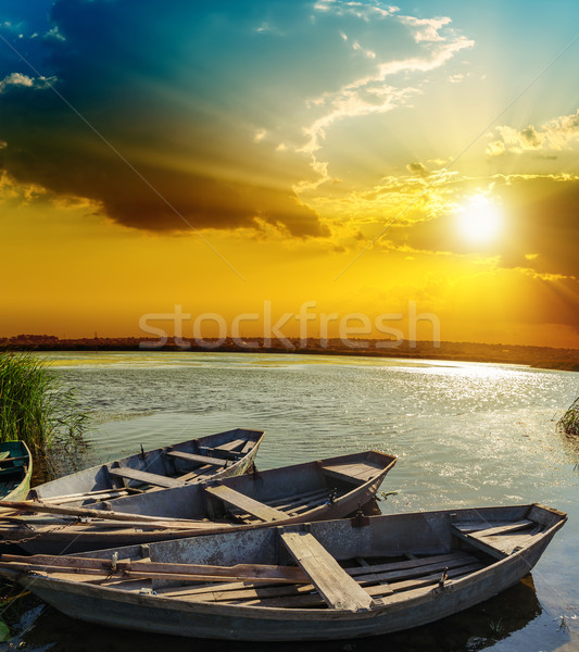 boats on water under sunset Stock photo © mycola