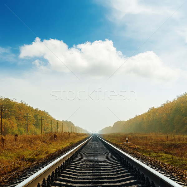 [[stock_photo]]: Chemin · de · fer · horizon · automne · ciel · nature · paysage