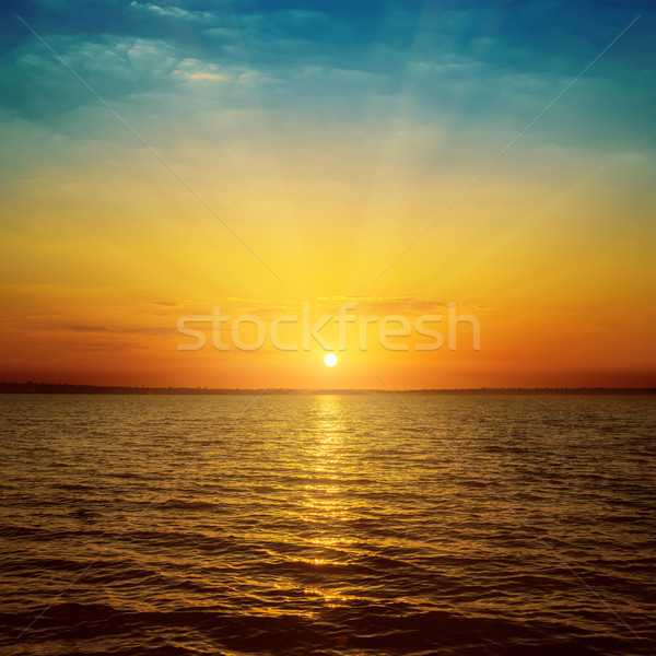 ストックフォト: 良い · オレンジ · 日没 · 海 · 水 · 太陽