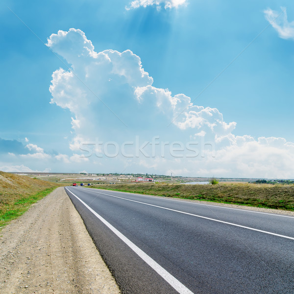 アスファルト 道路 曇った 地平線 自然 風景 ストックフォト © mycola