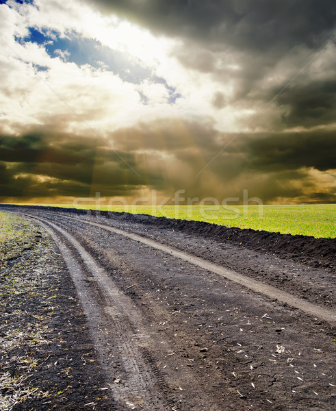 Stok fotoğraf: Kırsal · yol · ufuk · çim · alan · fırtına