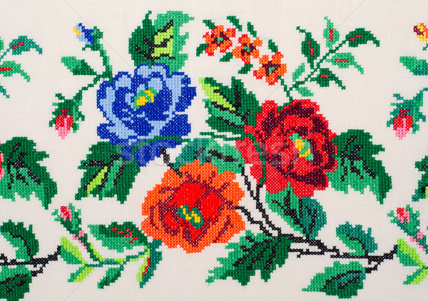 Stock photo: embroidered good by cross-stitch pattern. ukrainian ethnic ornament
