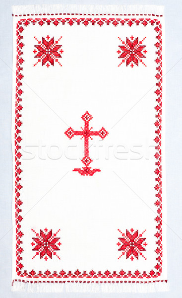 Stock photo: embroidered handmade good by cross-stitch pattern