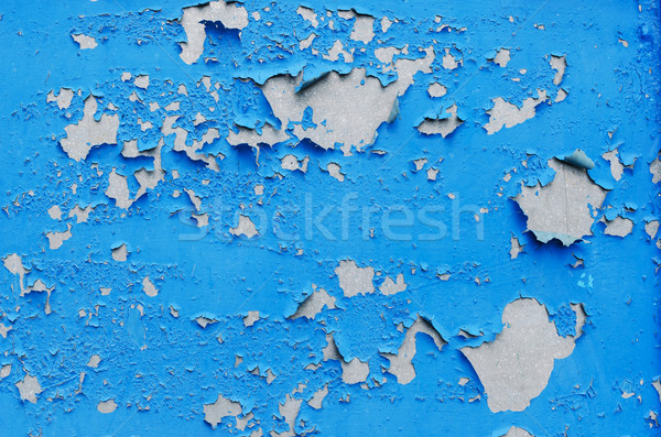 Gebarsten Blauw verf oppervlak grunge water Stockfoto © mycola