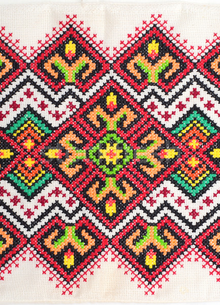embroidered good by cross-stitch pattern. ukrainian ethnic ornam Stock photo © mycola