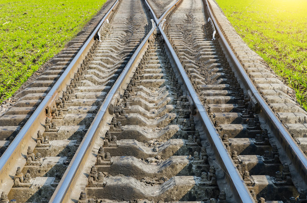 Kettő vasút horizont technológia háttér fém Stock fotó © mycola