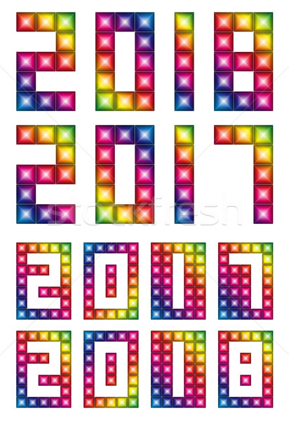 Vector 2017,2018 year with LED isolated on white background Stock photo © myfh88