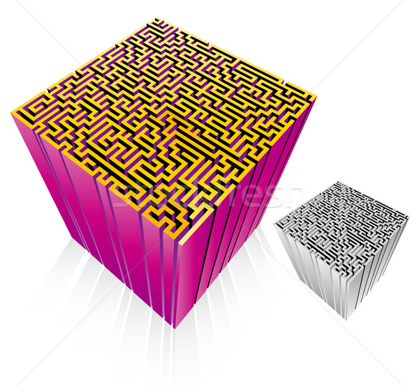 3D Labyrinth isoliert Straße Bau abstrakten Stock foto © myfh88