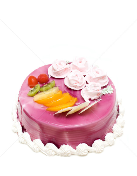 Kuchen isoliert Liebe glücklich Geburtstag Obst Stock foto © myfh88