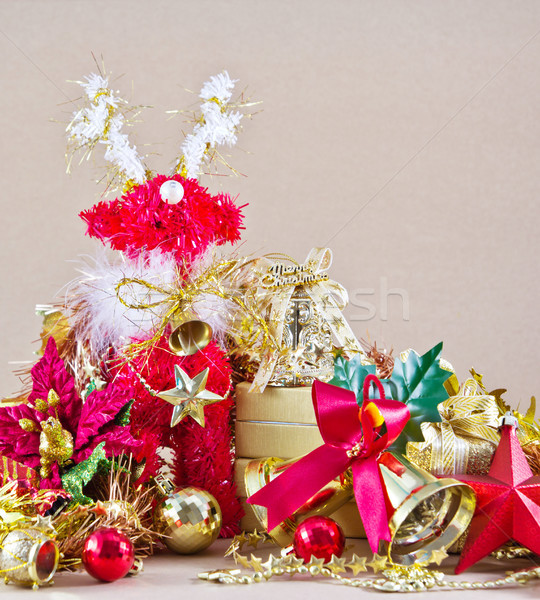 Сток-фото: Рождества · украшение · фон · оленей · лента · празднования