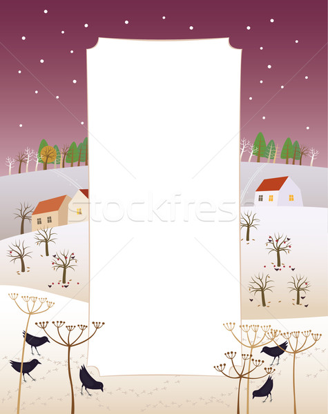 Etykiety kopia przestrzeń drzewo lasu domu śniegu Zdjęcia stock © MyosotisRock
