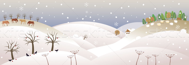 Zimą panorama domu krajobraz śniegu piękna Zdjęcia stock © MyosotisRock
