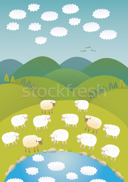 Stock photo: Sheep and clouds