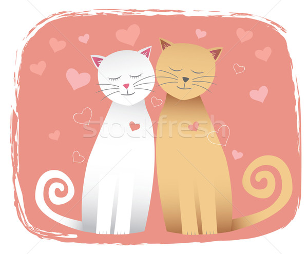 Imagine de stoc: Pisici · dragoste · fată · băiat · card · femeie