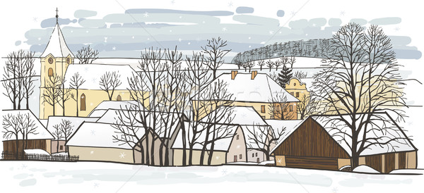 Kış köy vektör görüntü grafik tablet Stok fotoğraf © MyosotisRock