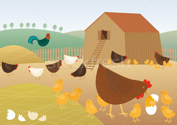 Tavuk çiftlik vektör görüntü Paskalya ev Stok fotoğraf © MyosotisRock