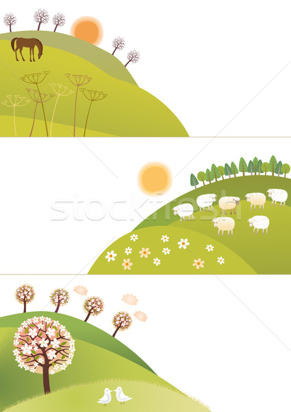 Primăvară colturi natură trei luni iarbă Imagine de stoc © MyosotisRock