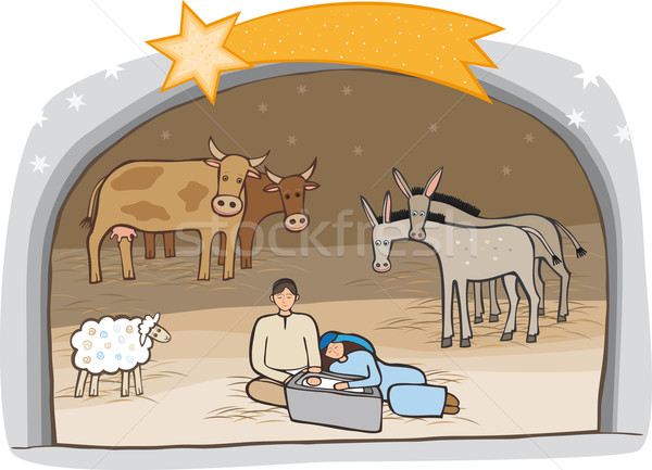 Nascimento messias estável animais de fazenda jesus animais Foto stock © MyosotisRock