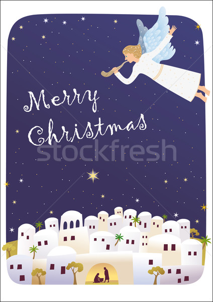 Geboorte jesus engel aankondigen goed nieuws hemel Stockfoto © MyosotisRock