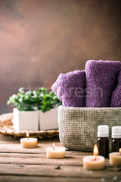 Spa naturalnych wellness kwiaty ręczniki charakter Zdjęcia stock © mythja